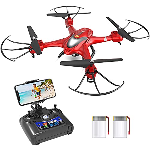 Holy Stone HS200 FPV Drone con cámara 720P HD Video en vivo para adultos y niños RC Wifi Quadcopter con control de voz/aplicación, retención de altitud, giro 3D, función de una tecla, 2 baterías, fácil de volar para principiantes