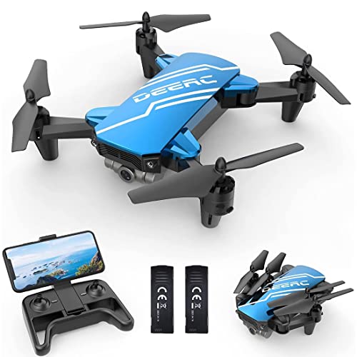DEERC D20 Mini-Drohne mit Kamera für Kinder, ferngesteuertes Spielzeug, Geschenke für Jungen und Mädchen mit Sprachsteuerung, Gesten-Selfie, Höhenhaltung, Schwerkraftkontrolle, One-Key-Start, 3D-Flips, 2 Batterien, Blau